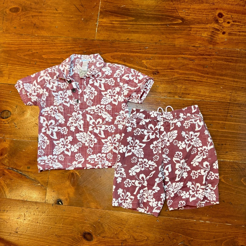 Janie‎ and Jack- 4th of July Swim Trunks and Shirt Set - Red and White